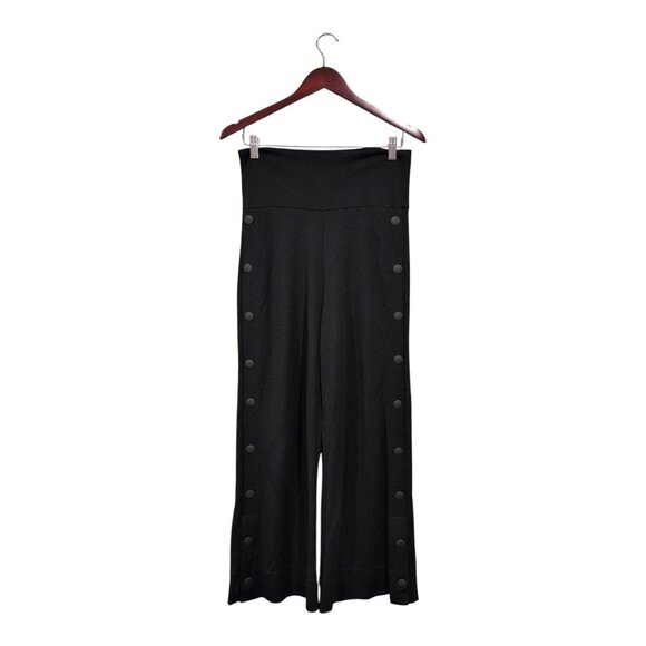 CABI #5867 Black PONTE KNIT High-Rise BUTTON DESIGN Pullon SNAP CROP Pants Sz M - Picture 1 of 16